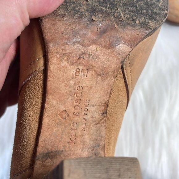 Kate Spade Luckie Tan Leather/Suede Distressed Booties Sz 8 - Picture 5 of 10